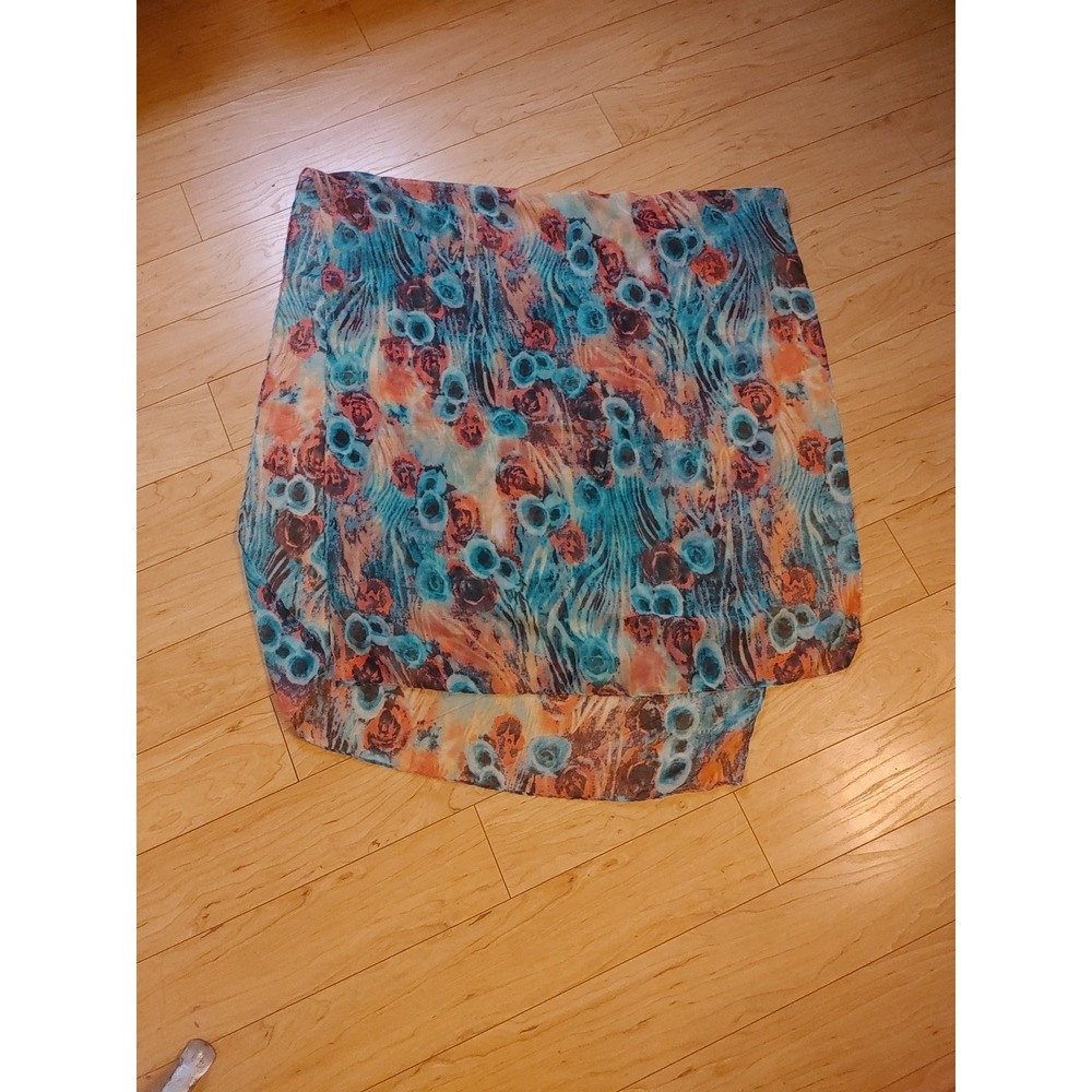 Rectangle Scarf Floral Art‎ Aqua Blue Pink Olive Wrap Sarong Beach Flowers - Picture 3 of 3